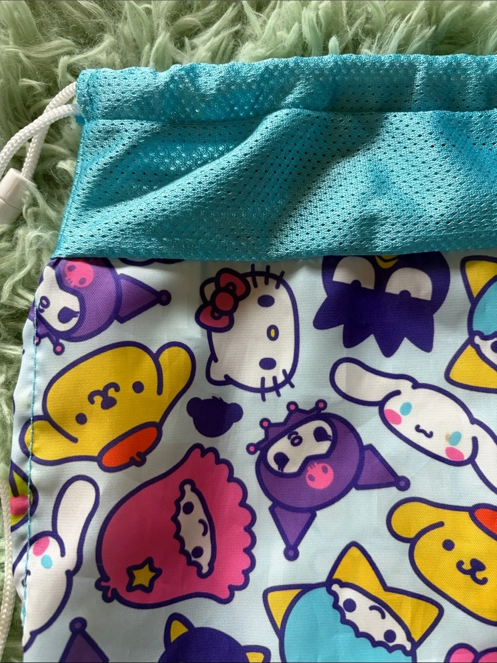 Build-A-Bear x Hello Kitty Bear Carrier Kids Drawstring Bag - Aqua Multi